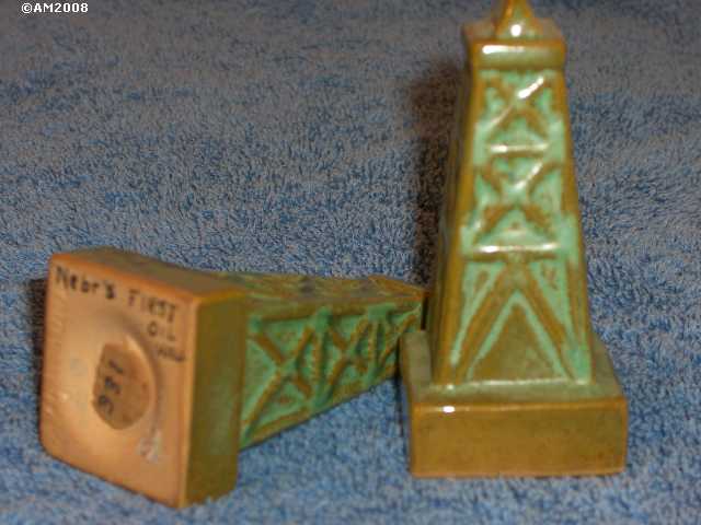 Oil Derrick shakers glazed prairie green